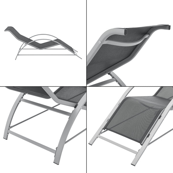 Solsängar set om 2 inkl. bord Binetto stål 169x59x66 cm [en.casa]