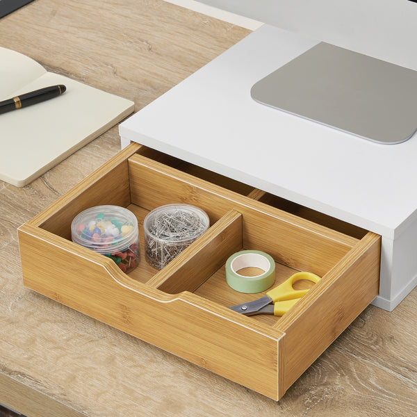 Lådbox Vieremä 9x30x31cm vit/bambu-look [en.casa]