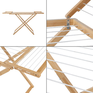 Hopfällbar klädstreck Fakala 154x59x82 cm bambu [en.casa]