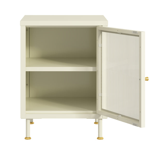 Sidobord Lindau 56x40x40 cm stål creme [en.casa] 