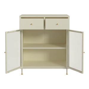 Vitrinskåp Lindau 97x80x40 cm stål creme [en.casa]