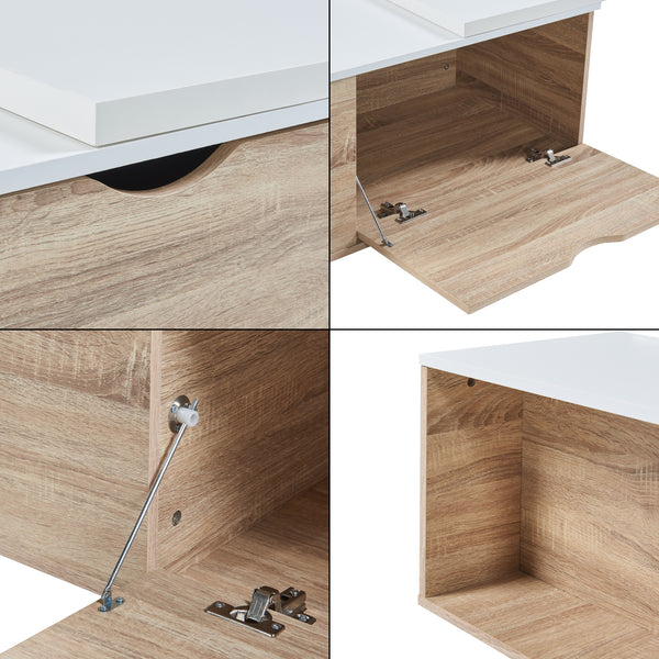 Sidobord Österåker 100x47,5x40 cm Träutseende/Vit [en.casa]