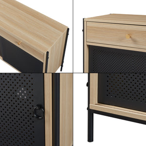 TV-bänk Tysnes 120x40x75 cm Ek/Svart [en.casa]