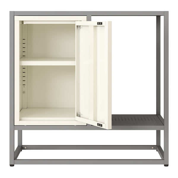 Sideboard Burlöv stål 70x72x35 cm grå/vit [en.casa]
