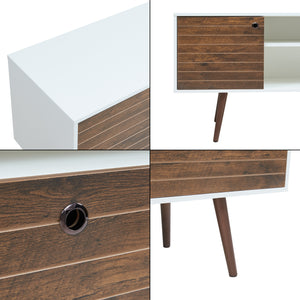 Tv-bänk Vare 165x40x65,5 cm vit valnötsfärg [en.casa] 