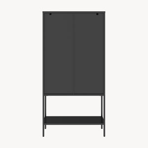 Vitrinskåp Borshavisa stål 2-dörrar 160x80x35 cm svart [en.casa]