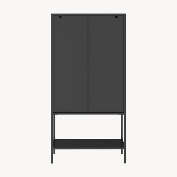 Vitrinskåp Borshavisa stål 2-dörrar 160x80x35 cm svart [en.casa]
