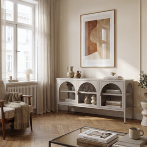 Vitrinskåp-Sideboard Klippestad Stål 118x35x55 cm Kamelfärgad [en.casa]