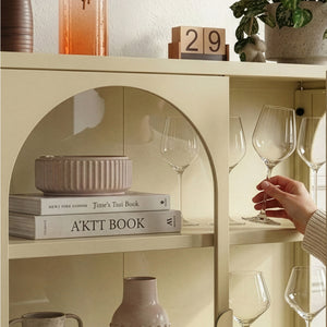 Vitrinskåp-Sideboard Klippestad Stål 95x80x35 cm Kamelfärgad [en.casa]