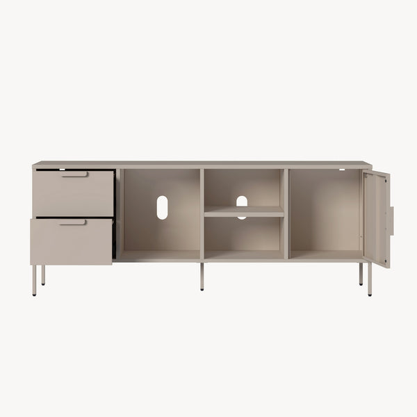 TV-bänk Kliri Stål 150x35x58 cm Kamelfärgad [en.casa]