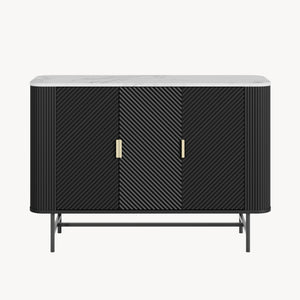 Sideboard Olvehok 110x40x77 cm Svart/Marmorutseende, vit [en.casa]