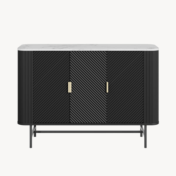 Sideboard Olvehok 110x40x77 cm Svart/Marmorutseende, vit [en.casa]