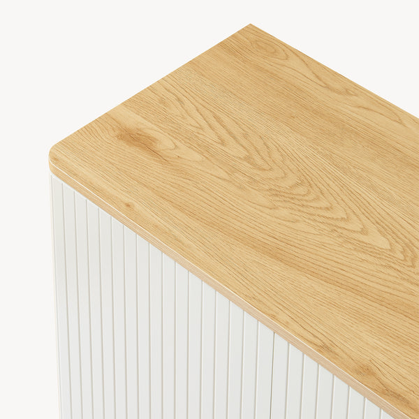 Sideboard Ferrersp med 2 dörrar 80x80x40 cm eklook/sandfärgad [en.casa]