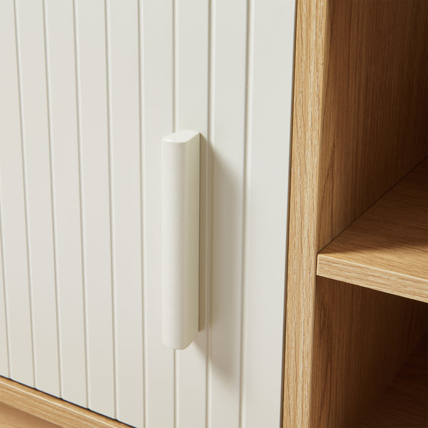 TV-skåp Ferrersp med 2 dörrar 140x40x45 cm eklook/sandfärgad [en.casa]