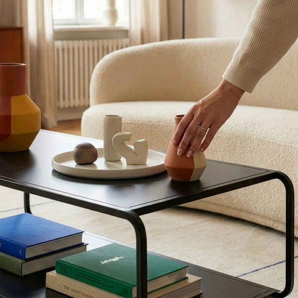 Soffbord Færder 115x50x45 cm Stål Svart [en.casa]