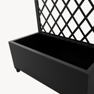 Avdelare Malja med blomlåda stål 190x82x38 cm svart [casa.pro]