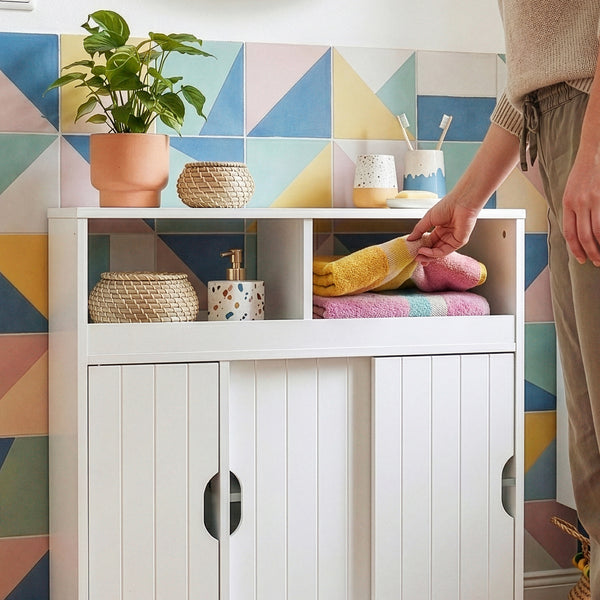 Sidobord på hjul Fadeskimma 72x70x20 cm Vit [en.casa]