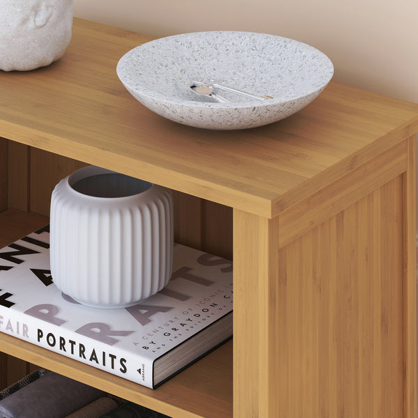 Sidobord Rirg 92x50x25 cm Bambus Natur [en.casa]