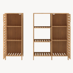 Sidobord Hakseri 2-del. 87x99x33 cm Bambus Natur [en.casa]
