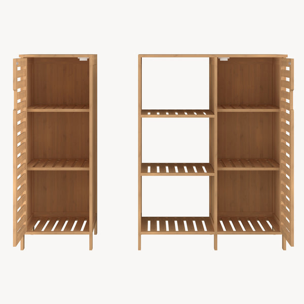 Sidobord Hakseri 2-del. 87x99x33 cm Bambus Natur [en.casa]