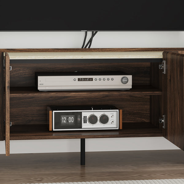 TV-bänk Trorlon 160x40x55 cm Valnötslook/Travertin [en.casa]