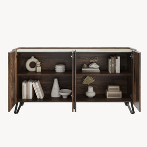 Sideboard Trorlon 160x40x83 cm valnötoptik/travertin [en.casa]