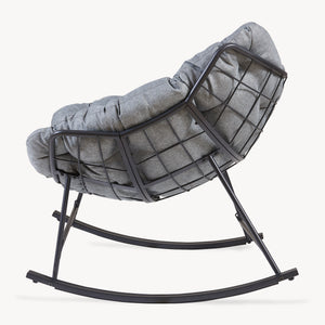 Korg-gungstol Villeneuve 85x90x91 cm Svart/Grå [en.casa]