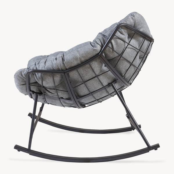 Korg-gungstol Villeneuve 85x90x91 cm Svart/Grå [en.casa]
