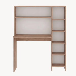 Skrivbord med hylla Onega 143x114x40 cm träfärg [en.casa]