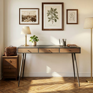 Skrivbordstumba 115x48x76 cm Svart/Valnötsoptik [en.casa]