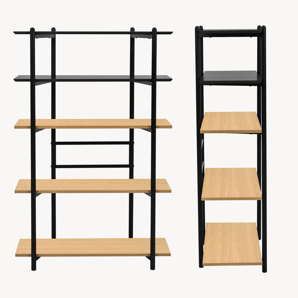 Bokhylla Kappespoo 124x80x35 cm Svart/Eklook [en.casa]
