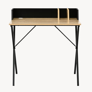Skrivbord Kappespoo 84x80x50 cm Svart/Eklook [en.casa]