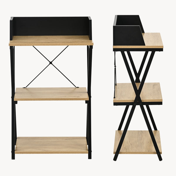 Fristående hylla Kappespoo 84x50x30 cm Svart/Eklook [en.casa]
