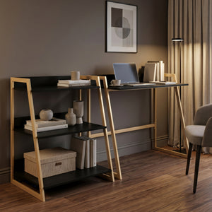 Hyllsystem Kuomi 84x53x47 cm Beige/Mörkgrå [en.casa]