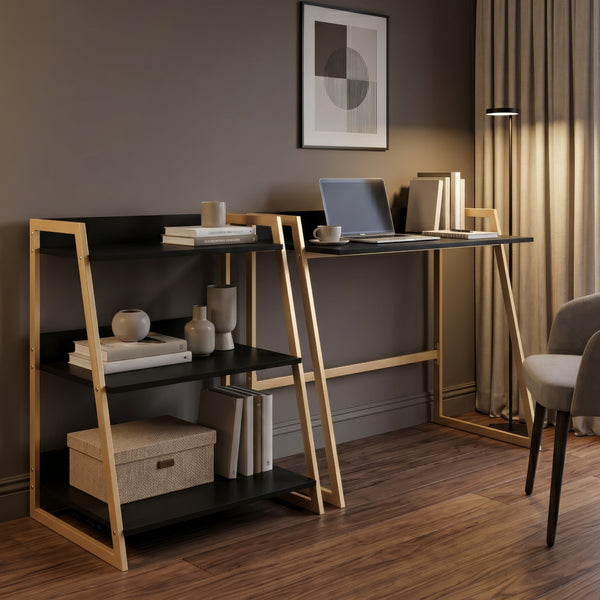 Hyllsystem Kuomi 84x53x47 cm Beige/Mörkgrå [en.casa]