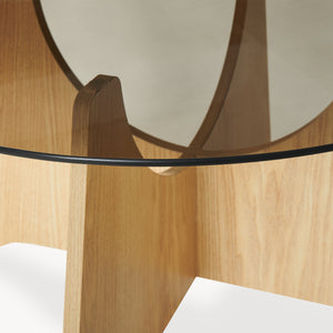 Soffbord 'Omlar' med rund glasplatta Ø70 x 35 cm eklook / röksgrå