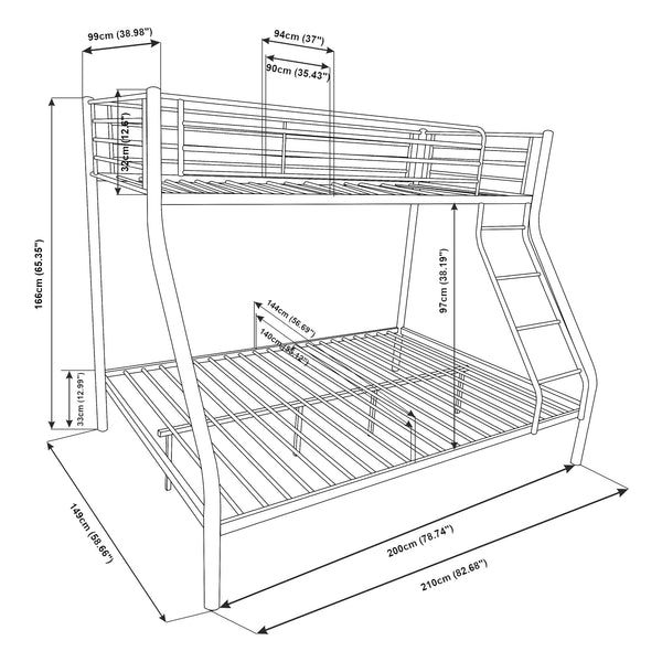 Våningssängstomme i metall plats för 3 [neu.haus] välj modell