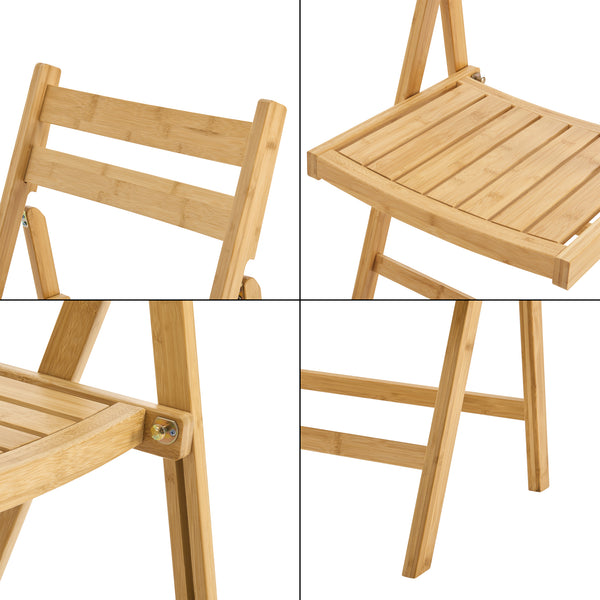 Fällbar stol Gran av bambu, set om 2 [en.casa]