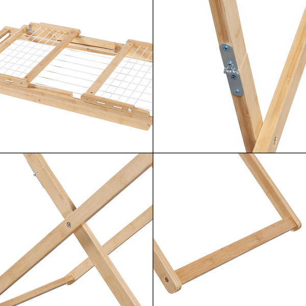 Hopfällbar klädstreck Fakala 154x59x82 cm bambu [en.casa]