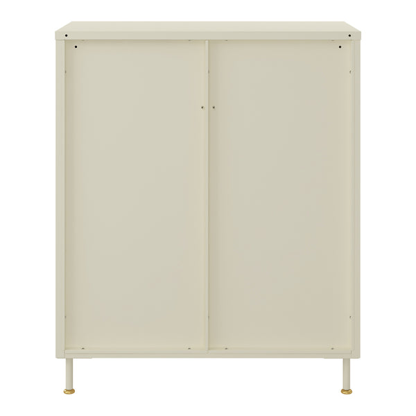 Vitrinskåp Lindau 97x80x40 cm stål creme [en.casa]