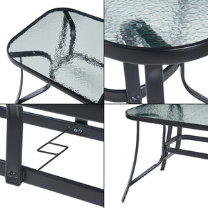 Matgrupp Aradeo bord och 6 stolar stål härdat glas svart [casa.pro] 