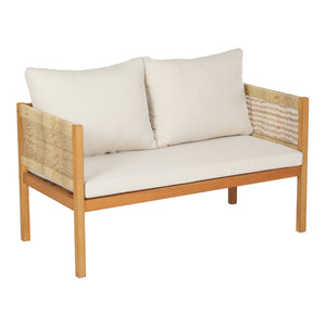 Trädgårdsset Cannole av bord, soffa och 2 stolar akacia beige [casa.pro]