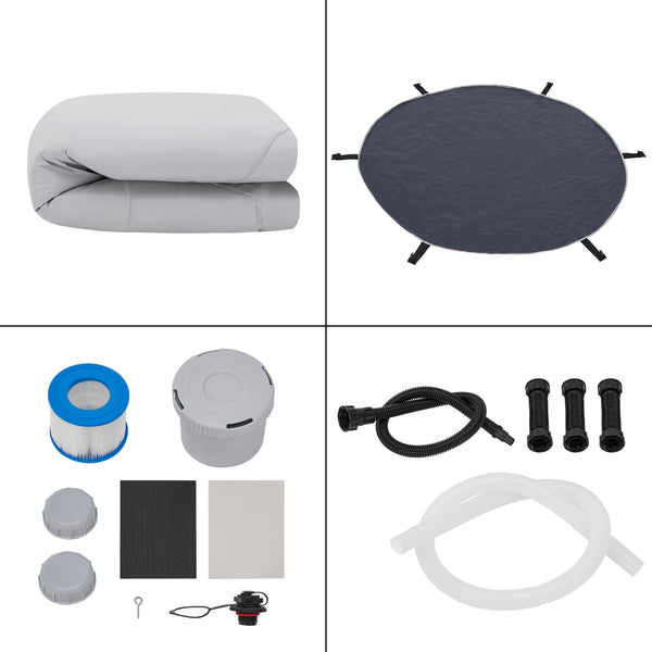 Uppblåsbart spabad Carbone Ø165x70 cm svart vit [pro.tec]