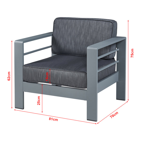 Trädgårdsset Avise soffa, sidobord, soffbord, 2 stolar antracit mörkgrå [casa.pro] 