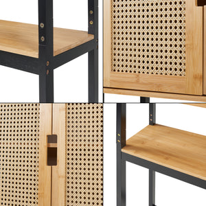 Toalettsskåp Tervola 172x63x27 cm Svart/Bambu [en.casa]