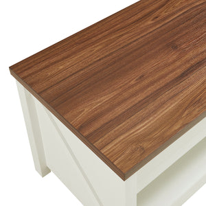 Soffbord Kasama med lyftskiva och förvaringsutrymme 110x55x54 cm valnötslook/vitt [en.casa]
