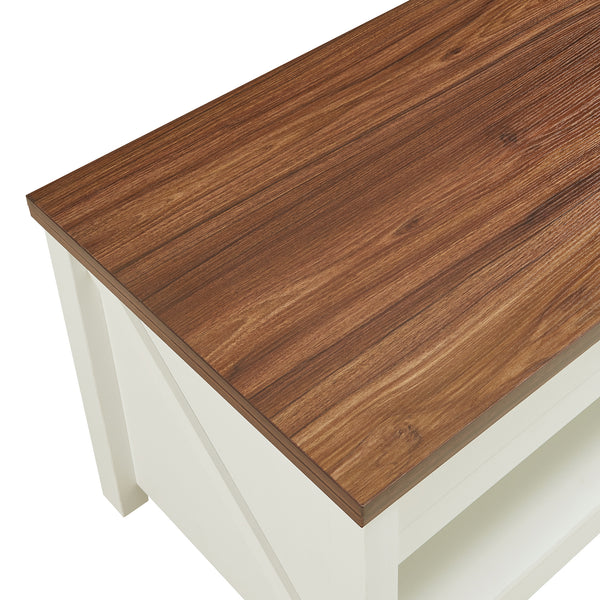 Soffbord Kasama med lyftskiva och förvaringsutrymme 110x55x54 cm valnötslook/vitt [en.casa]
