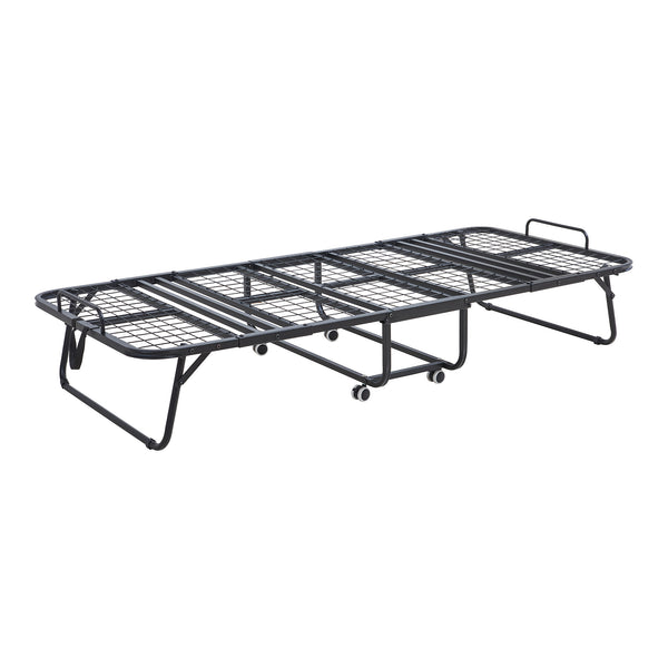 Metallfällsäng Borjavle med madrass 200x90cm Svart [en.casa]