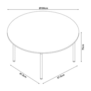 Matgrupp Hemnes 5-del rund Ljusbrun [en.casa]