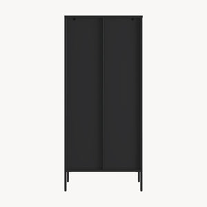 Vitrinskåp Vinterhavn 180x80x35 cm Stål Svart [en.casa]